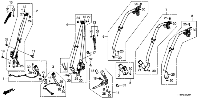 2013 Honda Civic Seat Belts Diagram