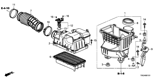 2020 Honda Civic 2 Door SI KA 6MT Air Cleaner Diagram
