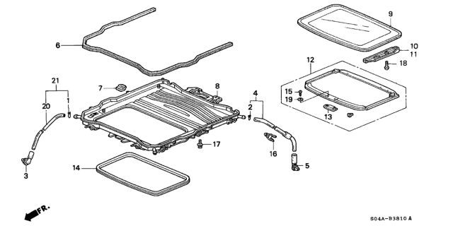 1998 Honda Civic Trim, Sunroof *YR98L* (COAST SAND) Diagram for 83250-SR4-003ZD