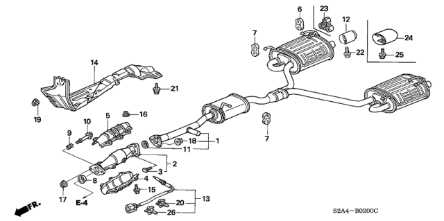 2004 Honda S2000 Rubber, Exhuast Mounting Diagram for 18215-S6M-J01