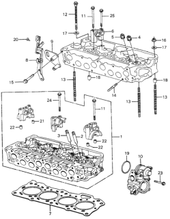 1982 Honda Civic 3 Door ** (1300) KA 4MT Cylinder Head Diagram