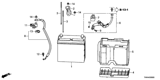 2018 Honda Accord Hybrid Cable Assembly Diagram for 32600-TWA-A00