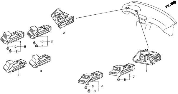 1993 Honda Del Sol Switch Assembly, Hazard Diagram for 35510-SR2-A01