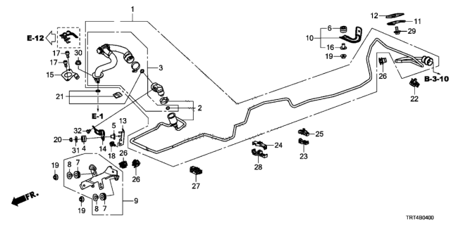 2020 Honda Clarity Fuel Cell Cover A, Fuel Pipe Diagram for 91584-TRT-003