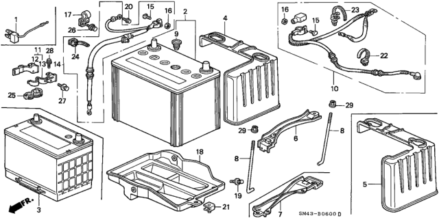 1992 Honda Accord Battery Assembly (80D26R-Mf) (Panasonic) Diagram for 31500-SF1-A39