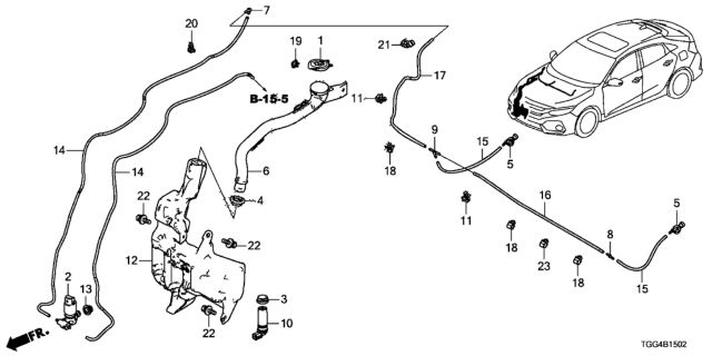 2017 Honda Civic Tank, Washer Diagram for 76841-TGH-A01