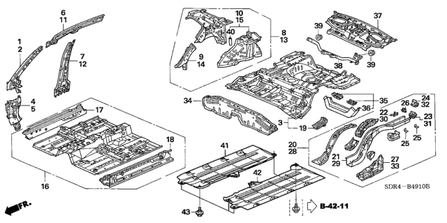 2007 Honda Accord Hybrid Floor - Inner Panel Diagram