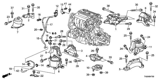 2012 Honda Accord Tube A, Electronic Control Mount Solenoid Diagram for 50933-TA0-A01