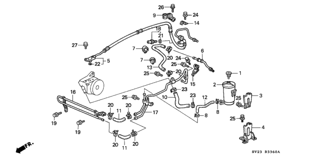 1995 Honda Accord P.S. Hoses - Pipes Diagram
