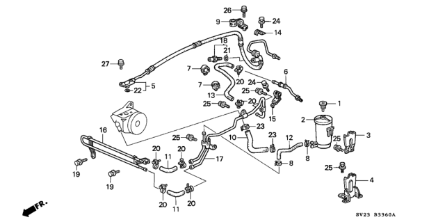 1996 Honda Accord P.S. Hoses - Pipes Diagram