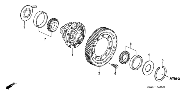 2003 Honda CR-V AT Differential Diagram