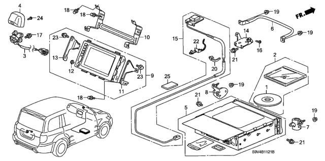 2007 Honda Pilot Bracket, Navigation Display Diagram for 39811-S9V-A10