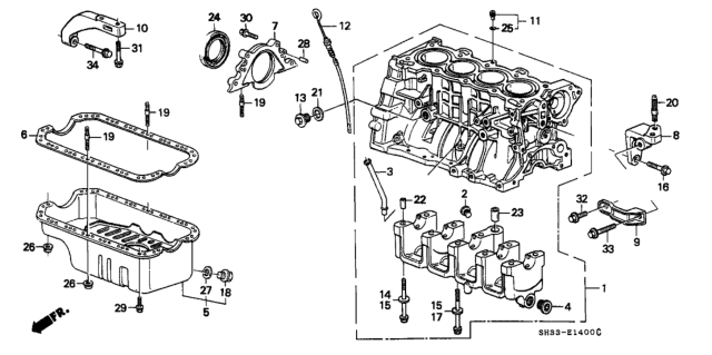 1988 Honda Civic Cylinder Block - Oil Pan Diagram