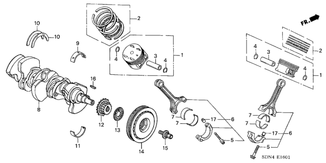 2003 Honda Accord Crankshaft - Piston (V6) Diagram