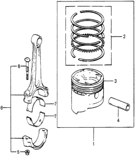 1984 Honda Accord 4 Door STD KA 4AT Piston - Connecting Rod Diagram
