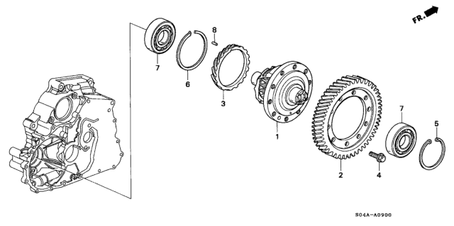 2000 Honda Civic AT Differential Gear Diagram