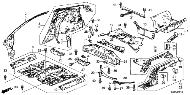 2013 Honda CR-Z Panel, L. RR. Inside Diagram for 64700-SZT-446ZZ