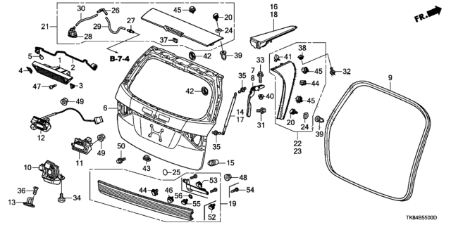 2017 Honda Odyssey Stay Assembly, Passenger Side Diagram for 74820-TK8-305