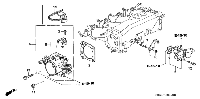 2005 Honda S2000 2 Door S2000 KA 6MT Throttle Body Diagram