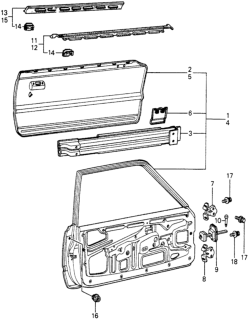 1982 Honda Civic 3 Door ** (1300) KA 4MT Door Panel Diagram
