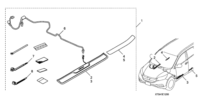 2015 Honda CR-V 5 Door LX (AWD) KA CVT Illuminated Door Sill Trim Diagram