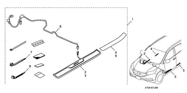 2016 Honda CR-V Garnish Assy., R. RR. (NH167L) Diagram for 08F05-T0A-91003