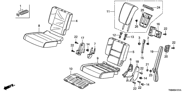 2012 Honda Odyssey 5 Door LX KA 5AT Rear Seat (Passenger Side) Diagram