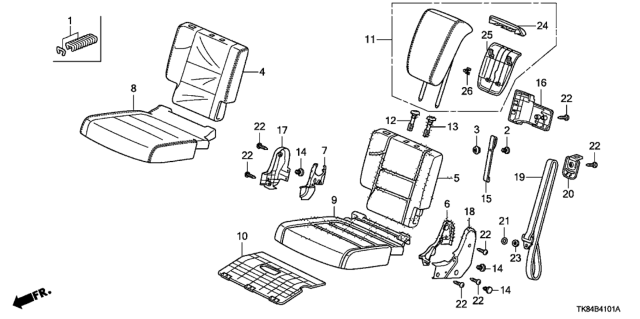 2017 Honda Odyssey Rear Seat (Passenger Side) Diagram