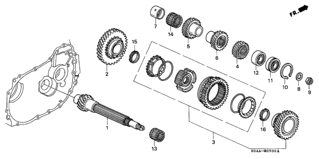 2000 Honda Civic MT Countershaft Diagram