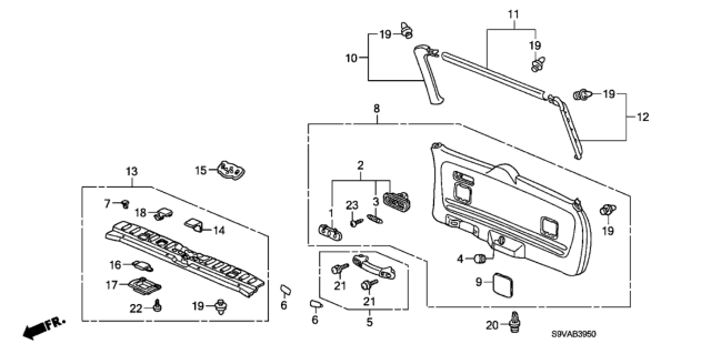 2008 Honda Pilot Clip, RR. Panel *G65L* (TU GREEN) Diagram for 91561-S84-A21ZK