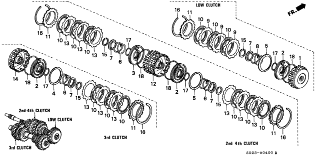 1999 Honda Civic 2 Door EX (ABS) KA 4AT AT Clutch Diagram