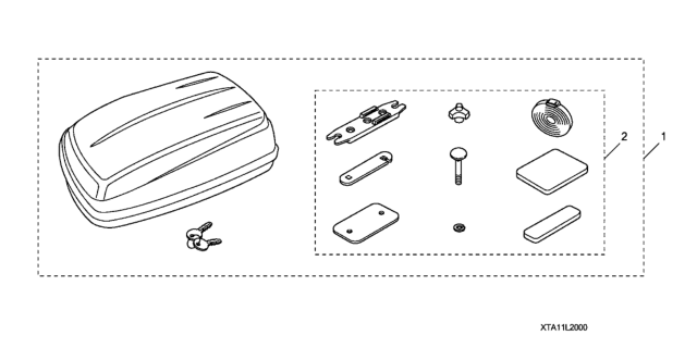 2017 Honda Pilot 5 Door EX-L (AWD/SENSING) KA 6AT Roofbox & Attachment Diagram