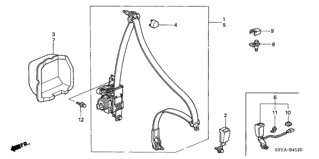 2006 Honda Insight Tongue Set, Right Front Seat Belt (Outer) (Dark Titanium) Diagram for 04814-S3Y-A11ZC