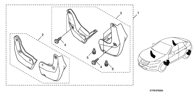 2013 Honda Crosstour 5 Door EXL (4WD) KA 6AT Splash Guard Diagram