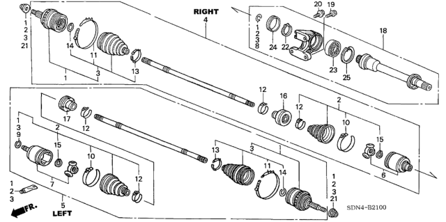 2005 Honda Accord Driveshaft (L4) Diagram