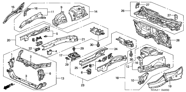 2003 Honda Accord Front Bulkhead Diagram