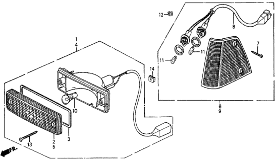 1987 Honda Civic 5 Door 4WD KA 5MT Front Combination Light Diagram
