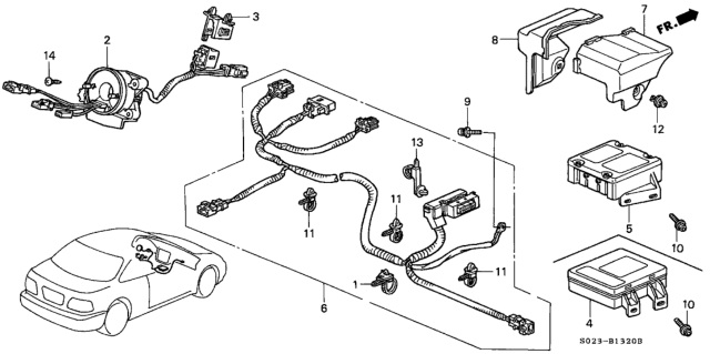 2000 Honda Civic SRS Unit Diagram