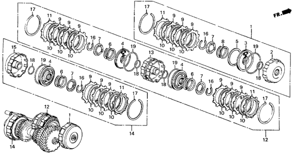 1987 Honda Civic 4 Door GL KA 4AT AT Clutch Assembly Diagram