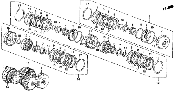 1986 Honda Civic AT Clutch Assembly Diagram