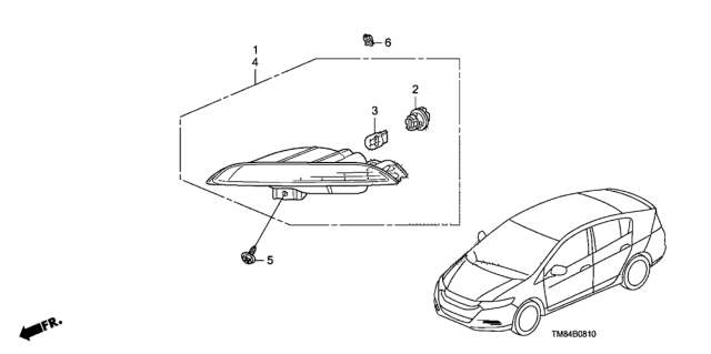 2011 Honda Insight Light Assy., L. FR. Turn Diagram for 33350-TM8-003