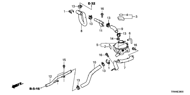 2020 Honda Clarity Plug-In Hybrid Tube, Overflow Diagram for 1J107-5WJ-A00