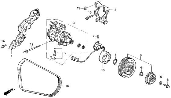 1991 Honda Accord A/C Compressor Diagram