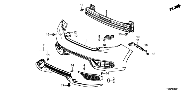2020 Honda Civic 2 Door SI (HI-PERF TIRES) KA 6MT Rear Bumper Diagram