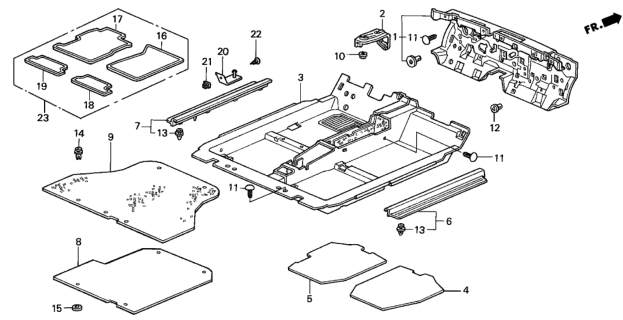 2001 Honda Prelude Floor Mat, Trunk *NH85L* (GRAY ELEVEN) Diagram for 84621-S30-000ZA