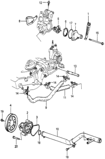 1982 Honda Prelude Water Pump - Thermostat Diagram