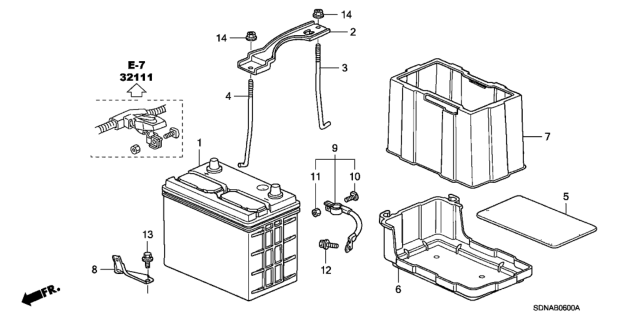 2007 Honda Accord 2 Door EXL KA 5MT Battery (L4) Diagram
