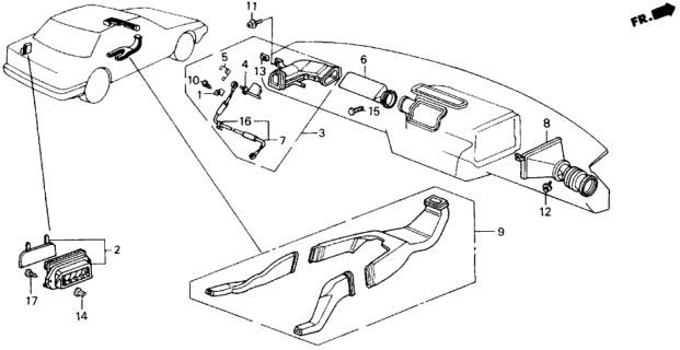 1989 Honda Accord 2 Door DX KA 4AT Heater Duct Diagram