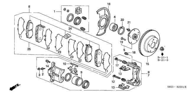 2001 Honda Accord Front Brake (V6) Diagram