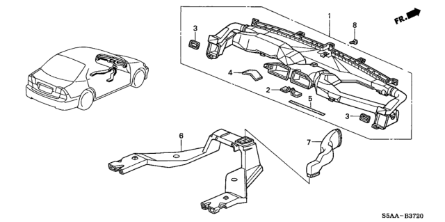 2004 Honda Civic 4 Door LX (SIDE SRS) KA 5MT Duct Diagram